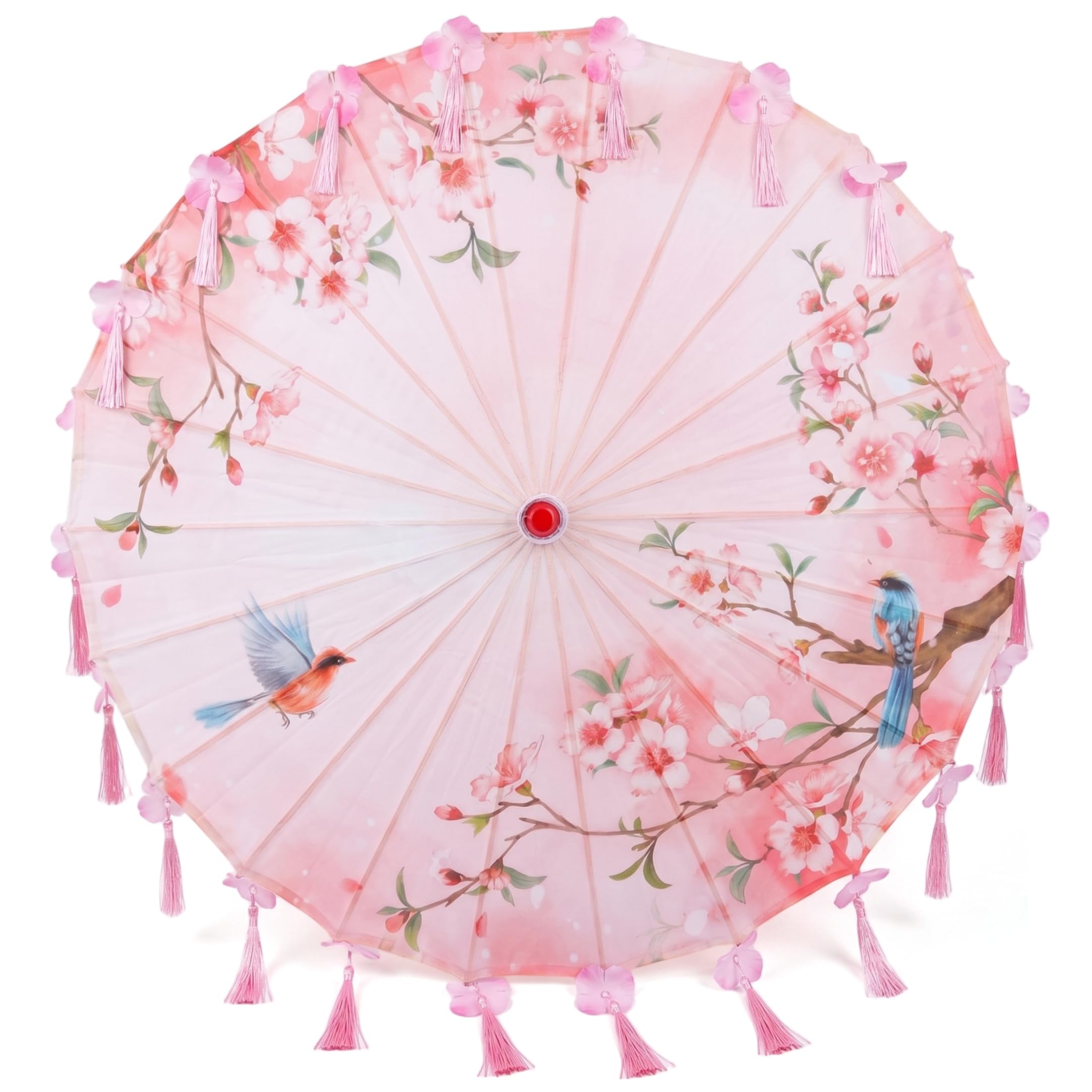 Xoeryoy Chinese Umbrella, Handmade Silk Decorative Stick Umbrella with Tassel for Women, Japanese Stick Umbrellas for Wedding Photography Props, Dance, Party Favor Decor