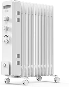 VonHaus Oil Filled Radiator 11 Fin, Heater Portable Electric Free Standing 2500W for Home, Office, Any Room – 24 hour Timer, Adjustable Thermostat, 3 Heat Settings, 4x Wheels, 1.5m Power Cable