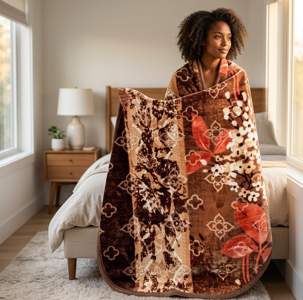 Buy Sheetal Classic Double Mink Blanket, Floral Print, Soft & Warm