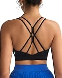 Strappy Sports Bra for Women Sexy Crisscross Back Light Support Yoga Bra with Removable Cups
