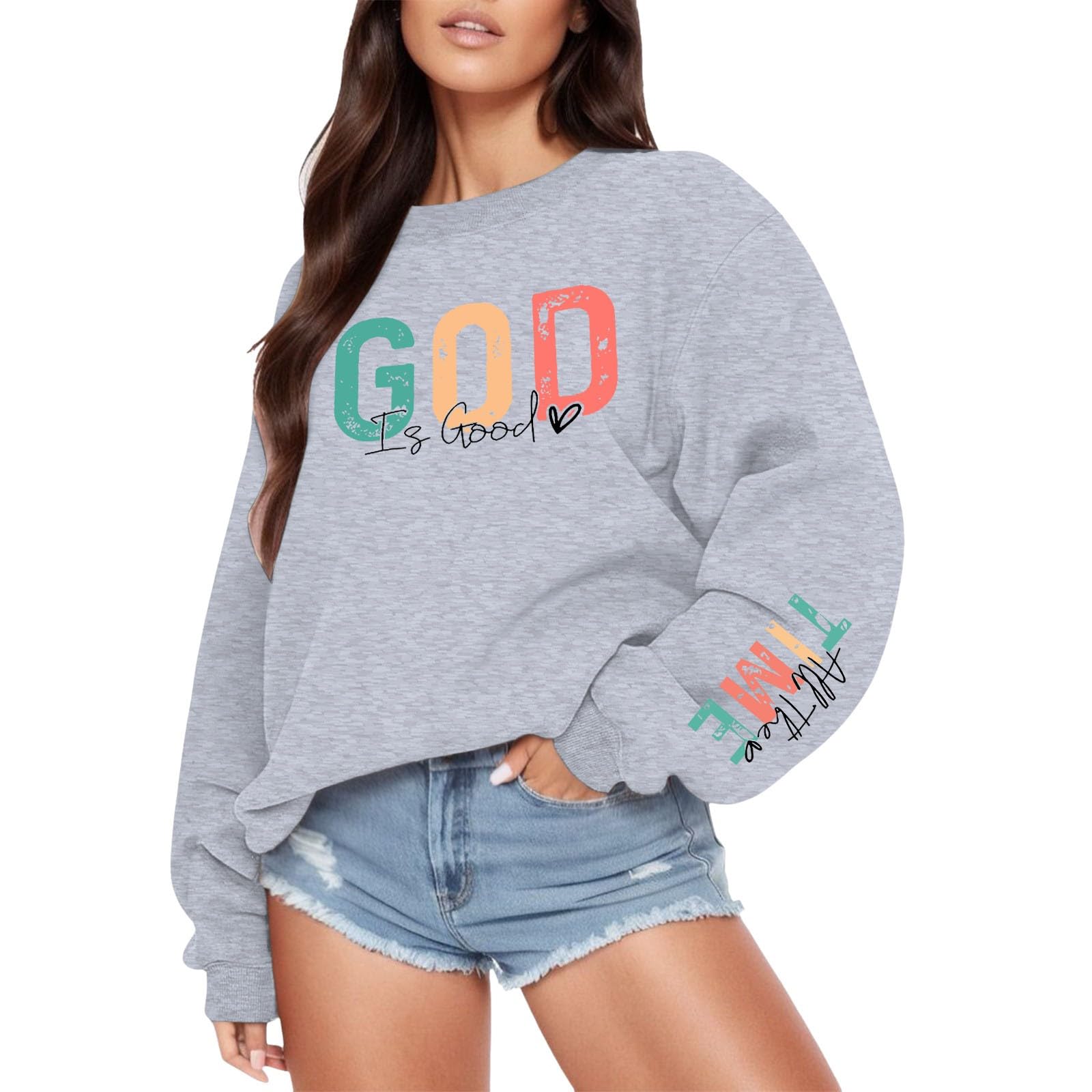 Sweat-shirt imprimé à manches longues tissu doux et confortable style décontracté