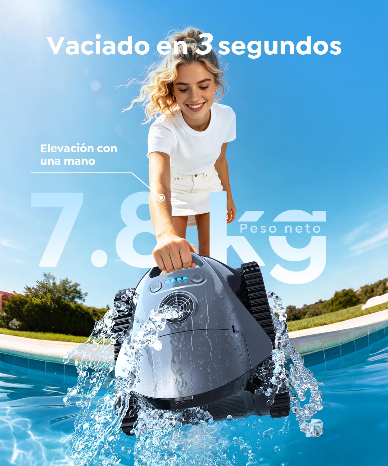 C1 Robot Piscina Limpiafondos y Paredes, Pared y Línea (2026 Nuevo) | Doble filtración, 180 min, 7 modos, App, hasta 150 m², fácil de extraer del agua, para agua dulce y salada