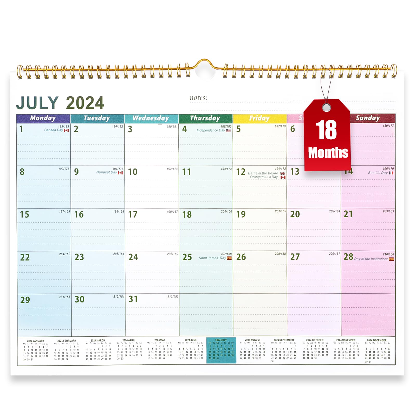 Wall Calendar 2026 UK, 2026 Calendar A3, 18 Month 2026 2027 Calendars Family Planner Month to View