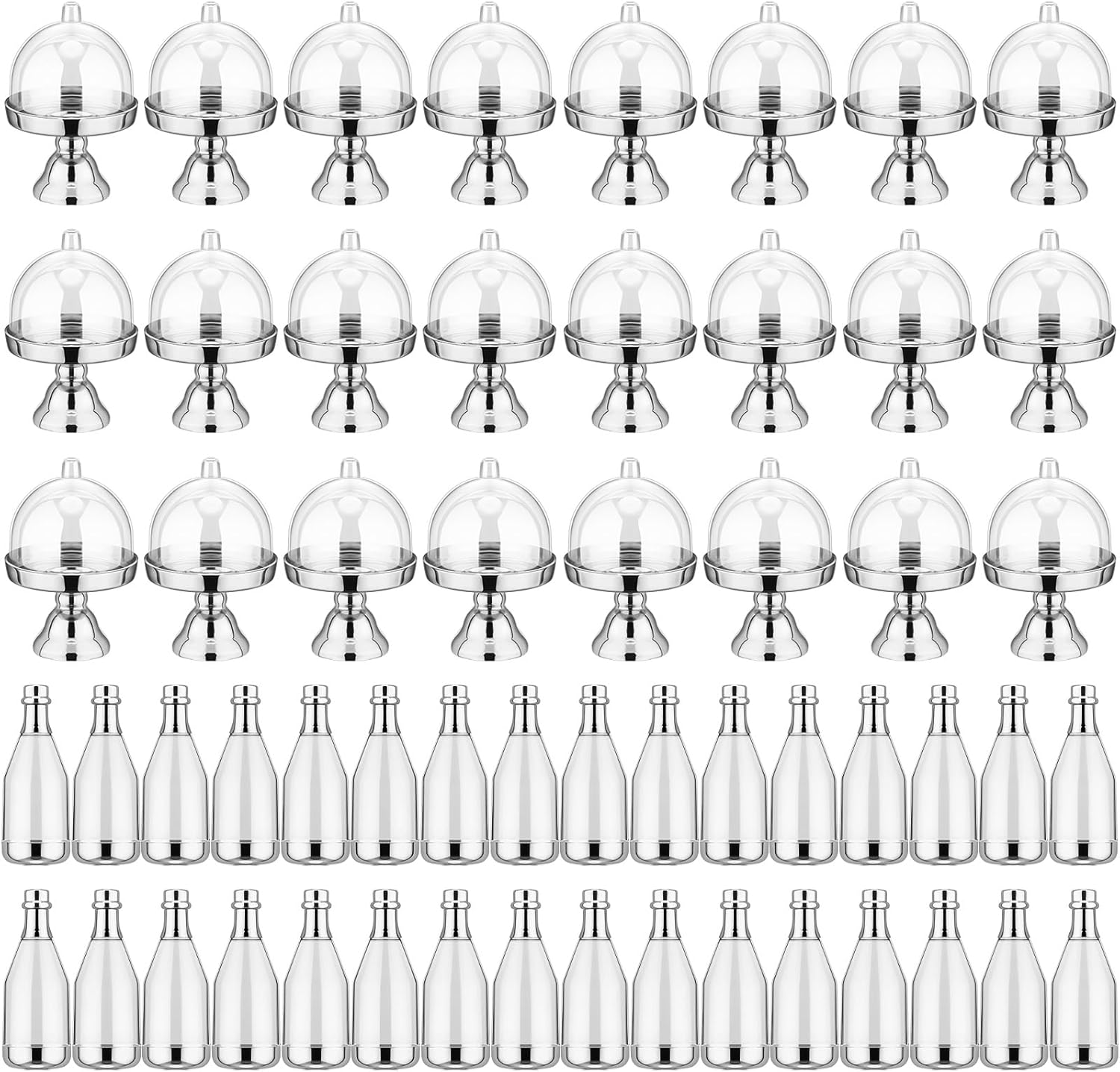 Dandat 48 Pcs Plastic Dessert Table Display Set Mini Cake