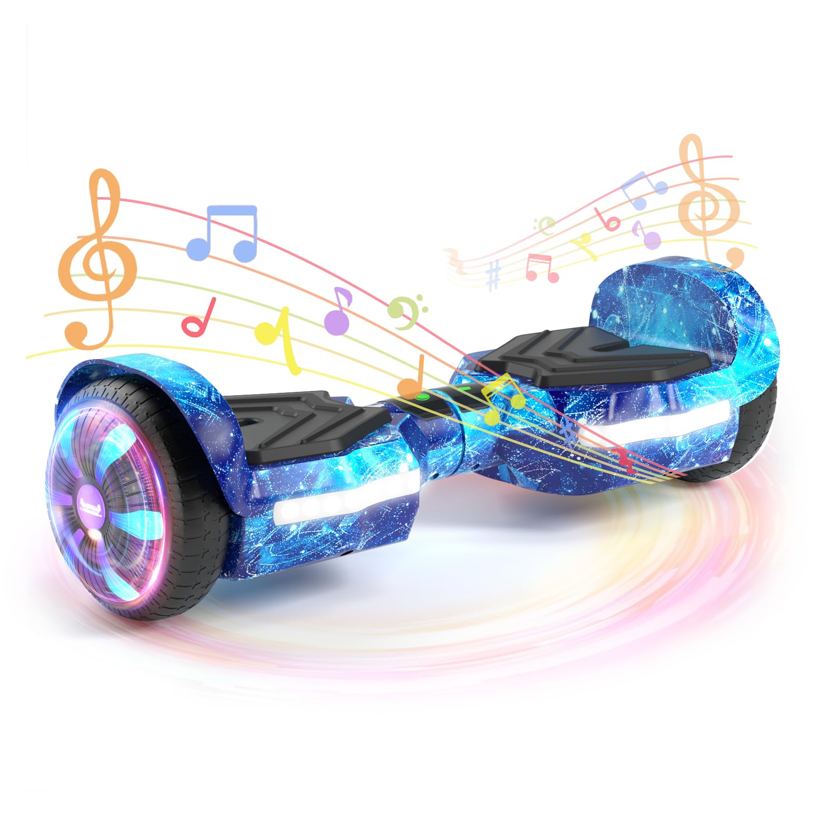 Scooter, Bluetooth Speakers and LED Light-Up Wheels, APP Control, Dual 250W Motors, 8.5 mph Max Speed & 8.5 Miles Max Range, Gifts for Kids Adults Girls Boys