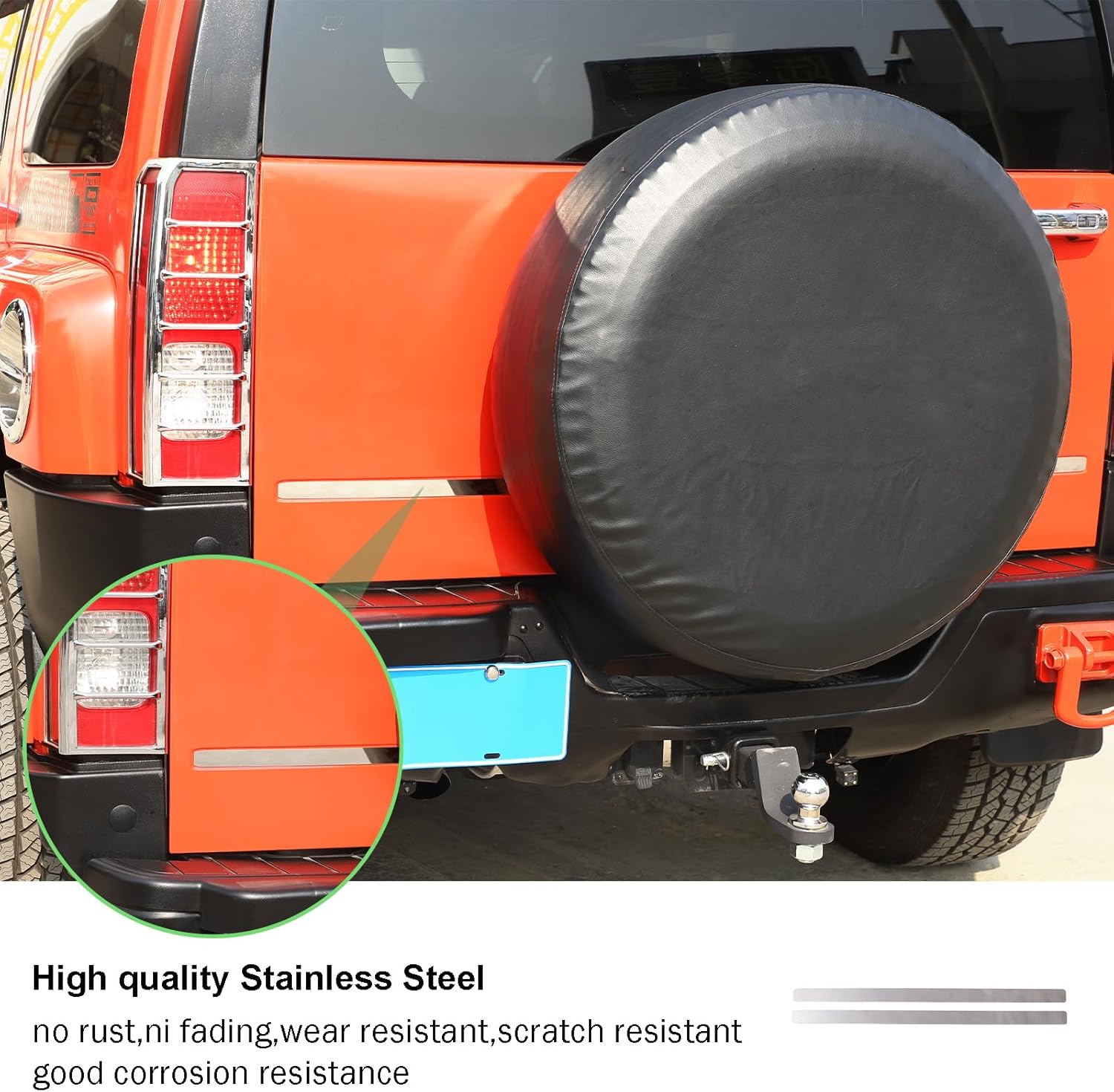 PIUGILH Tailgate Molding Trim Accent Cover Compatible with Hummer H3 2005 2006 2007 2008 2009 Exterior Accessories, Lower Tailgate Trim Panel Cover, Bright Silver, 2Pcs