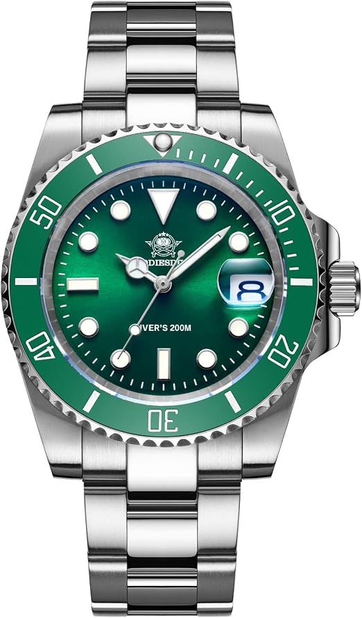 Amazon.com: ADDIESDIVE Men's Quartz Diver Watch Waterproof 200M Green Dial  Luminous Stainless Steel Strap : Clothing, Shoes \u0026 Jewelry