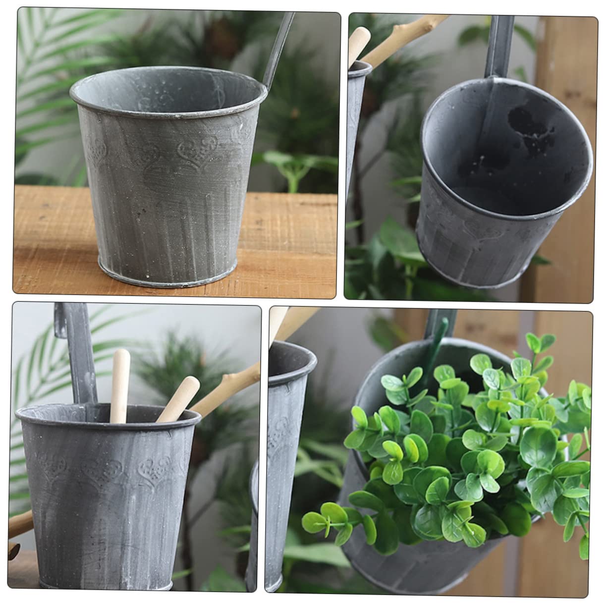 ibasenice 5 Stück Hängende Eisen Blumenkübel im Vintage Stil Dekorative Hängeeimer für Balkon und Fenster für Trocken und Seidenblumen