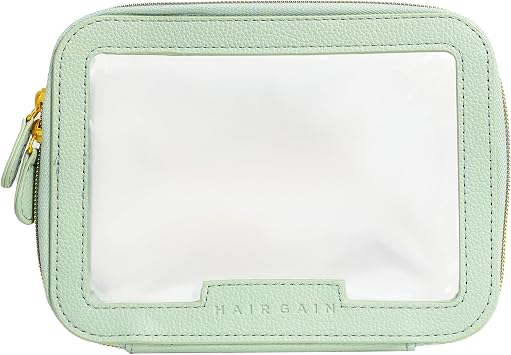 Hair Gain Cosmetics Bag | Travel Makeup and Toiletry Organizer | Large, Transparent, Portable, Waterproof | Vanity Case for Women and Girls - Mint Green