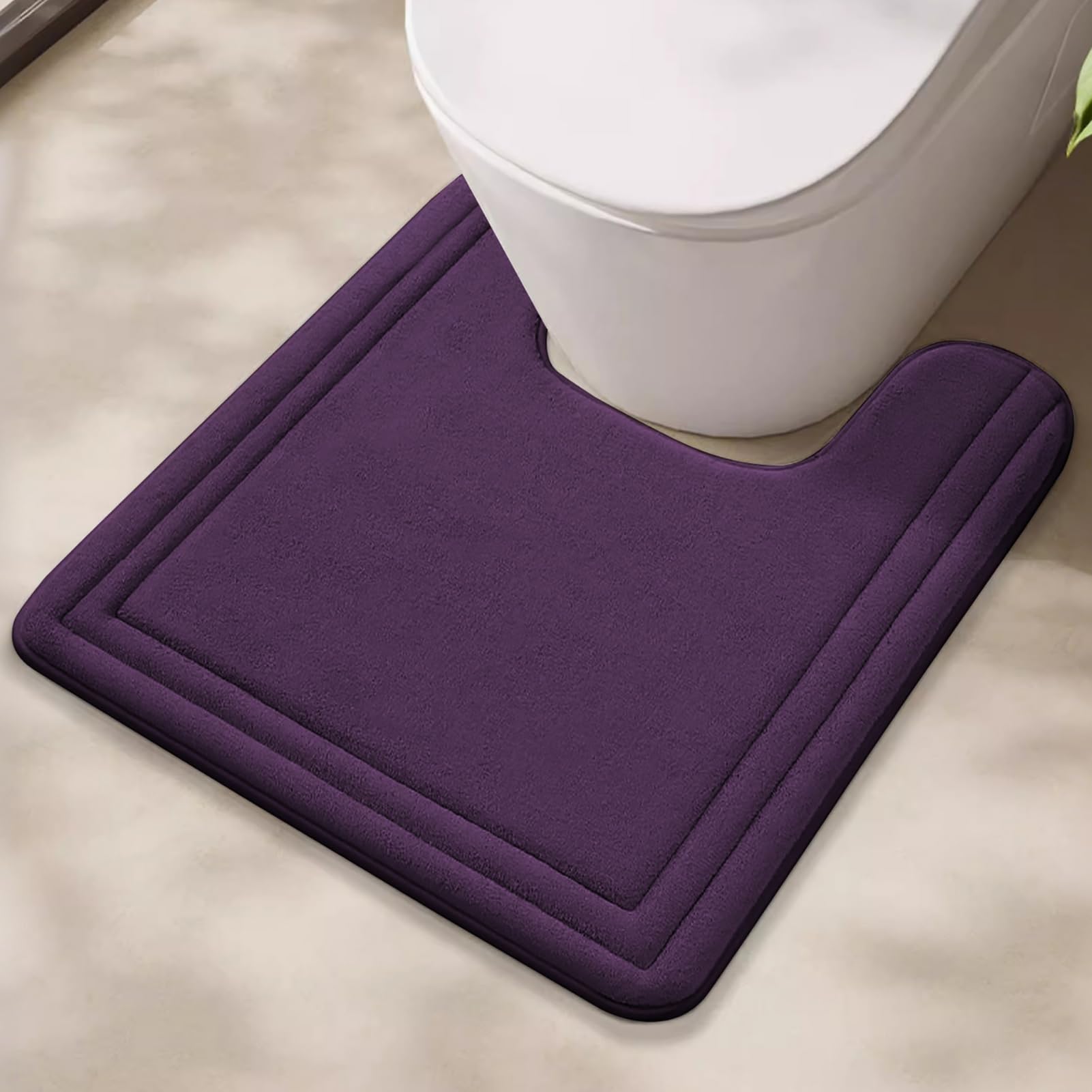 Memory Foam Bath Mat Toilet Rugs U Shaped Non Slip Absorbent Bathroom Rug Purple U Shaped 16 x