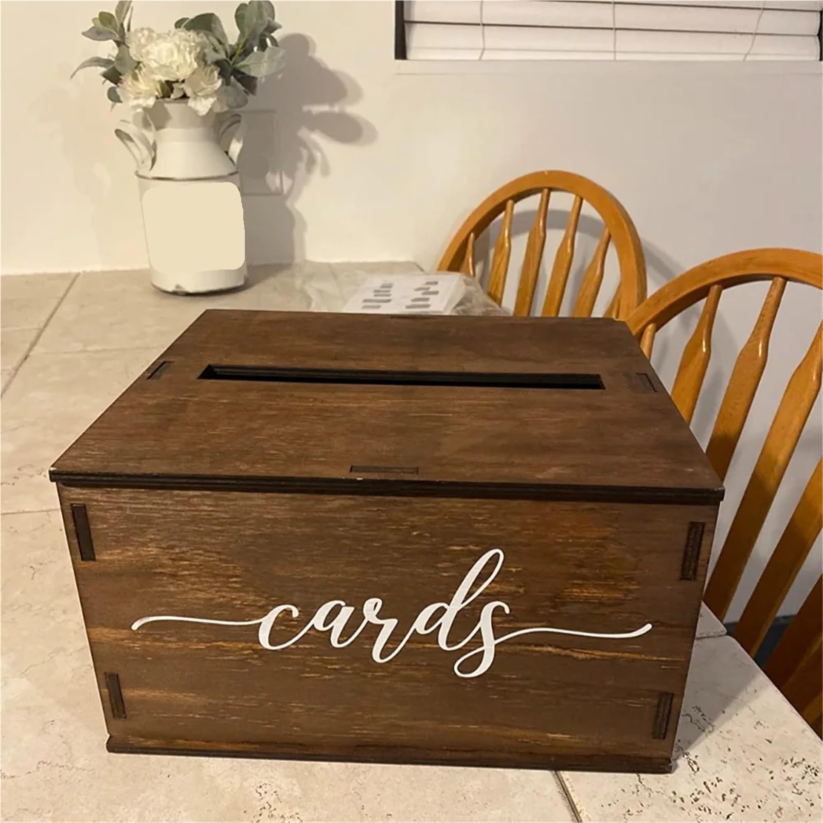 Scatole Per Biglietti Di Nozze Una semplice scatola regalo di nozze in legno fai da te, decorazione a cassetta usata for le carte di benvenuto alla cerimonia di laurea Per Matrimoni, Feste Di Fidanzam