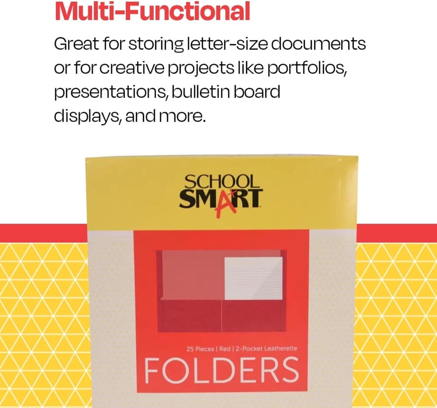 School Smart 2-Packet Leatherette, 8.5" by 11" Sheets, Red, 25 Piece