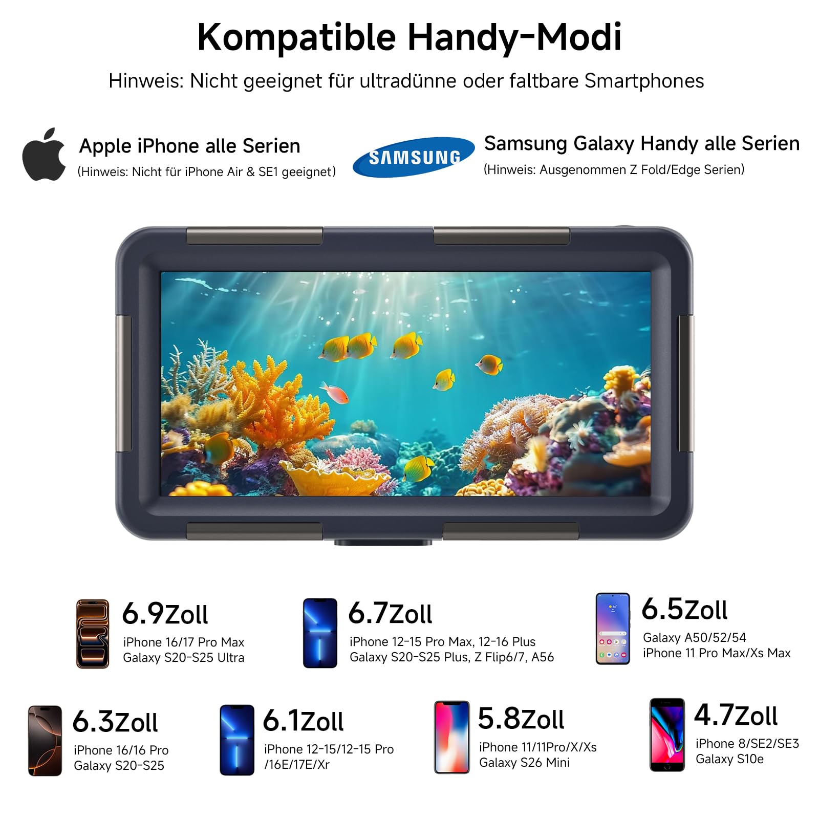 IP68 Unterwasser Handyhülle 15m wasserdicht kompatibel mit iPhone 17 Pro Max Samsung Galaxy S25 Ultra Xiaomi