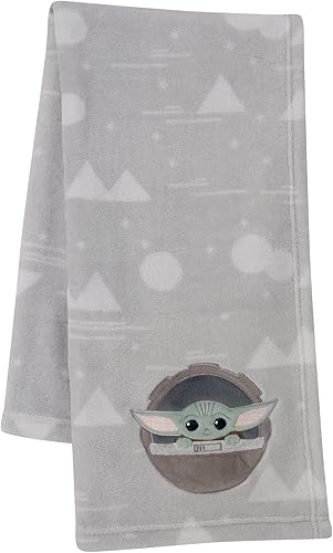 Lambs & Ivy Star Wars Mandalorian The Child/Baby Yoda - Manta de forro polar gris para bebé