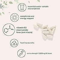 Vista 4 de Vitamina B3 Niacinamida 500 mg por cápsula, 400 cápsulas 1,000 mg de niacina sin rubor por porción, suplemento esencial de vitamina B Cuidado