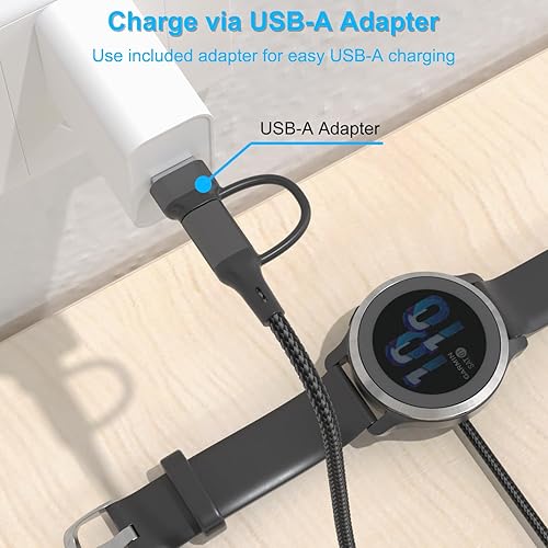 Miniatura 4 de Paquete de 2 cables de carga 2 en 1 para Garmin Watch de 3.3 pies, cable de carga USB con tipo C para Fenix 8 7 7X 6 Pro, Forerunner 970 965 570 265