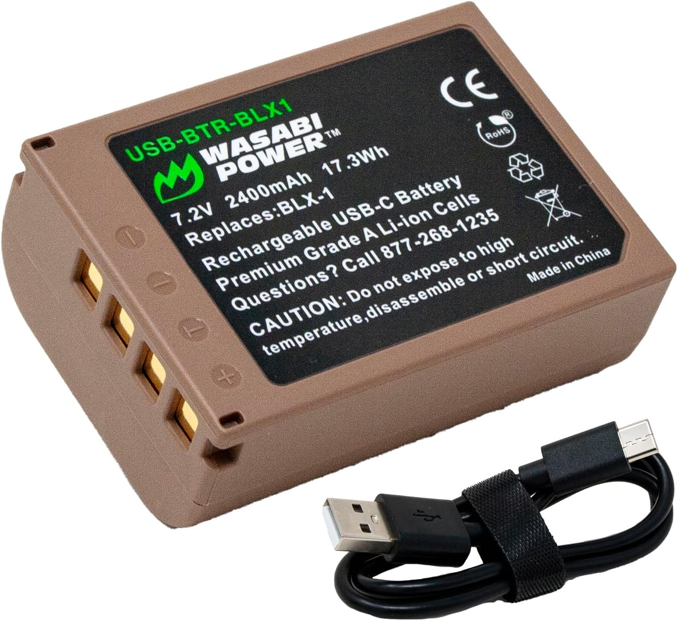 USB Battery (Ginger Series) for Olympus BLX-1 and Olympus OM System OM-1 / OM-1 Mark ii