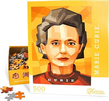 Genius Games Marie Curie 500 Piece Modern Jigsaw Puzzle - Yellow, Intermediate, 7 Years and Up
