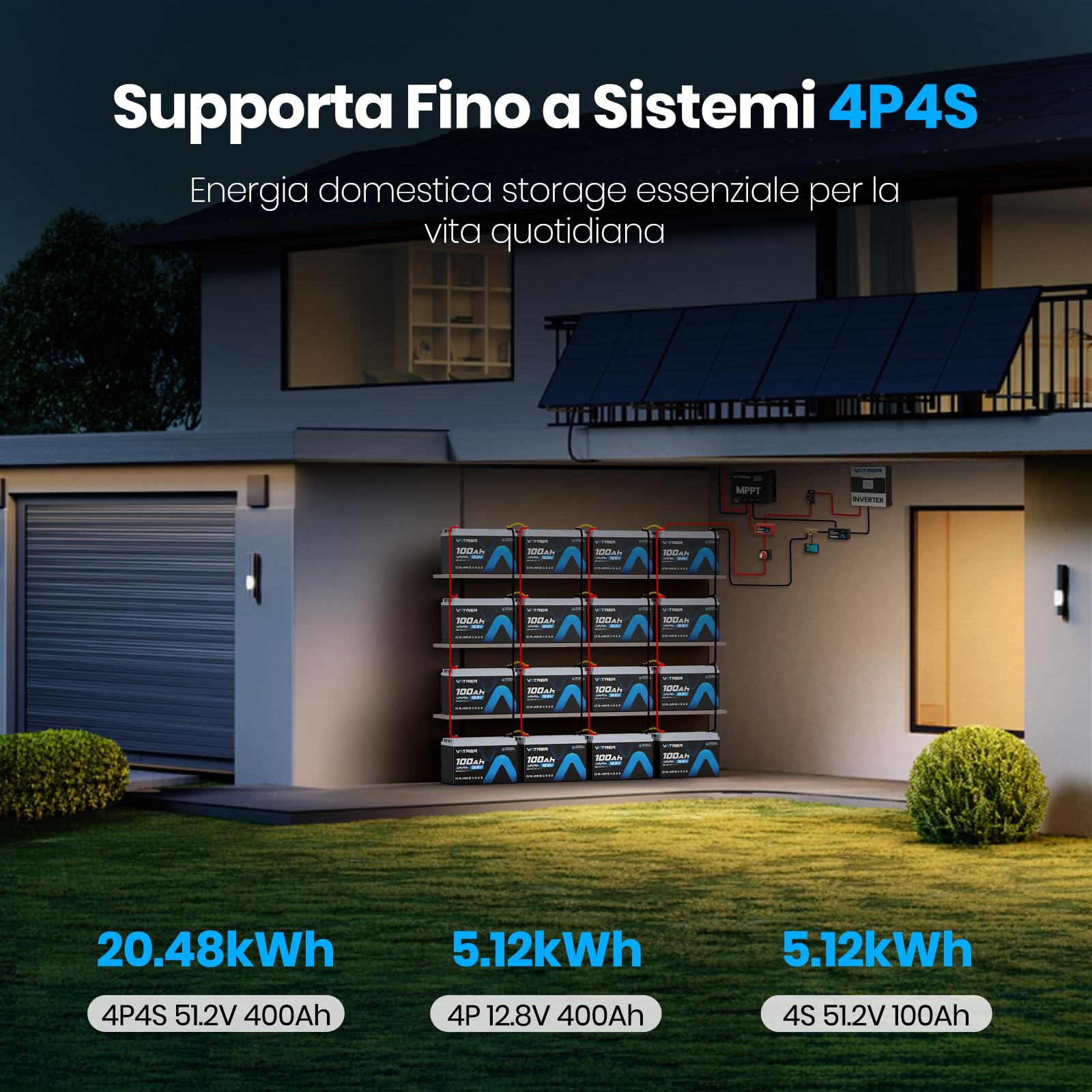 VATRER POWER Batteria LiFePO4 12,8V 100Ah Autoriscaldante Bluetooth | BMS Smart 100A·1280Wh Energia Utilizzabile·5000+ Cicli·Camper,Fotovoltaico & Off-Grid