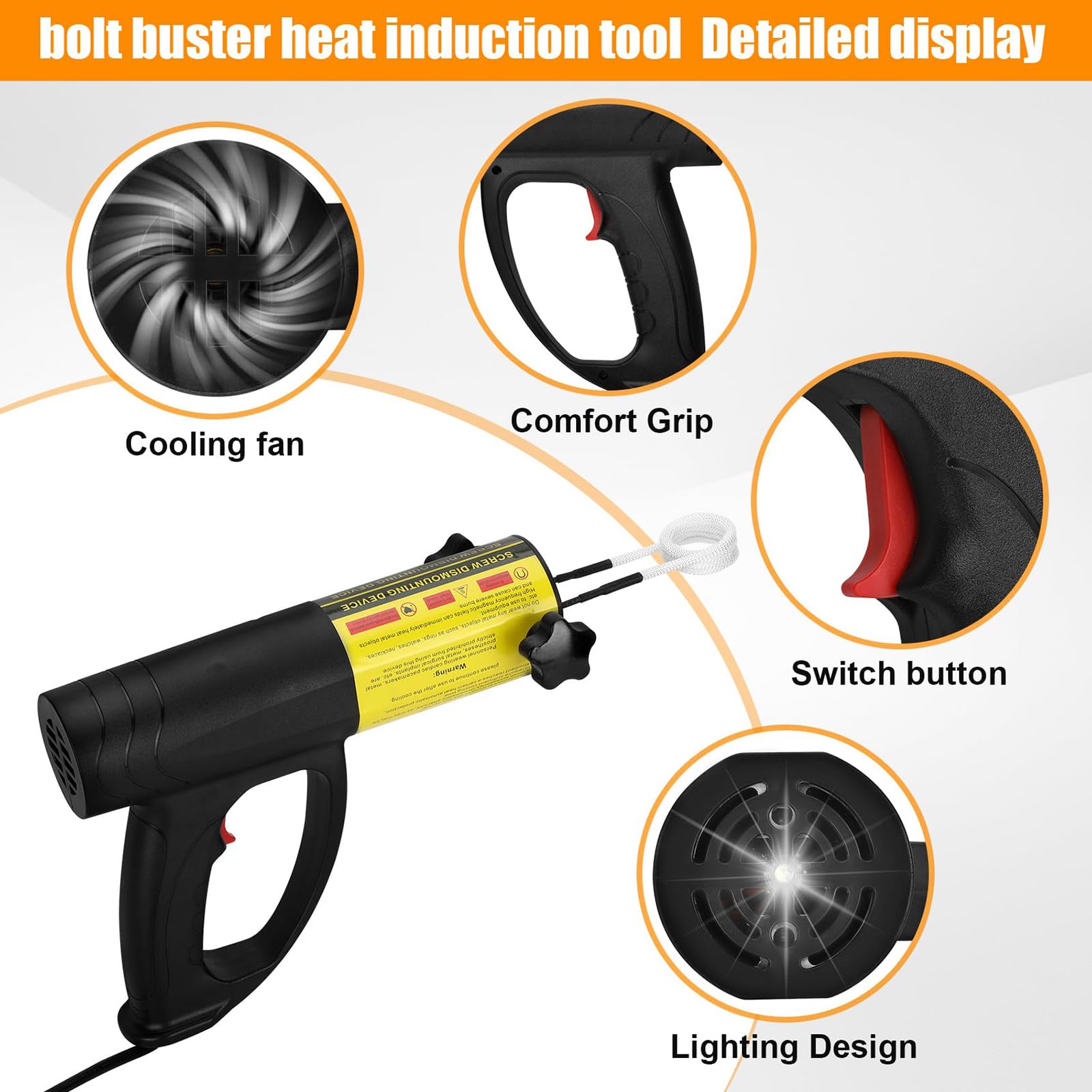 Kit de Calentador por inducción de 1500 W - Herramienta magnética para extraer Tornillos con 3 bobinas, Ideal para Tornillos, Tuercas y Pernos oxidados, Calentamiento rápido en 25