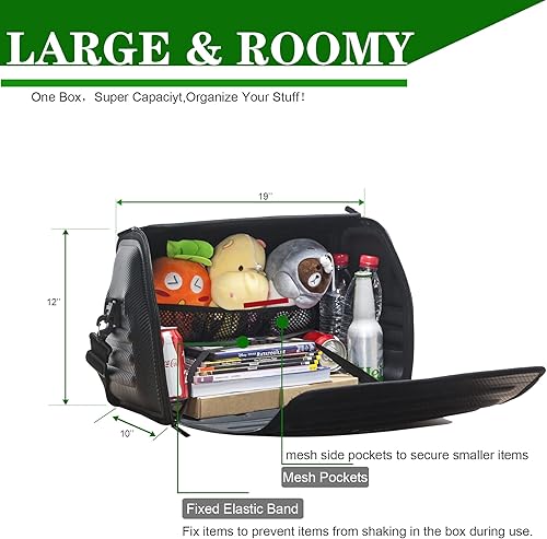 Miniatura 4 de Organizador de maletero de cuero con tapa, bolsa de cola de motocicleta, organizador de almacenamiento plegable para maletero de automóvil,