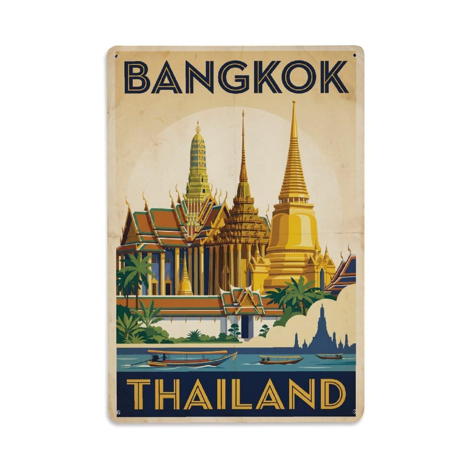 Fqcyn Style Metal Tin Sign Vintage Travel Thailand Bangkok