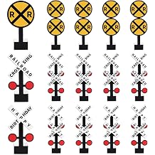 24Pcs Railroad Crossing Sign Table Centerpieces Train Birthday Party Decorations Railroad Happy Birthday Sign Table Toppers for Train Theme Birthdays Party Baby Shower Photo Booth Prop Supplies