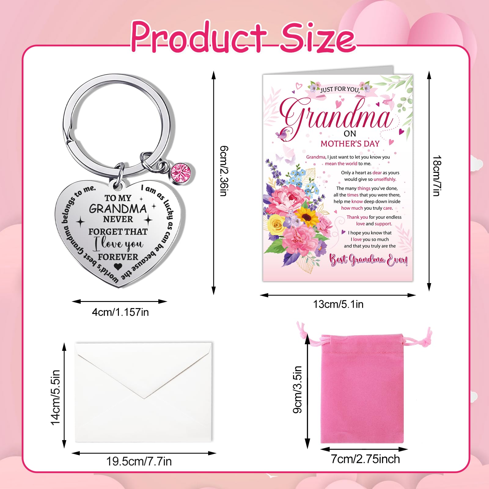 HOWAF Mothers Day Card for Grandma Happy Mother's Day Card Grandma Mothers Day Card for Nan Mothers Day Cards for Grandma Granny Nan Grandma Keyring - Image 2