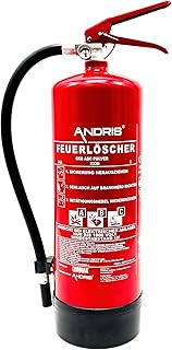 6kg ABC Pulver orig. ANDRIS® Feuerlöscher mit Halterung, Prüfnachweis + ISO Symbolschild
