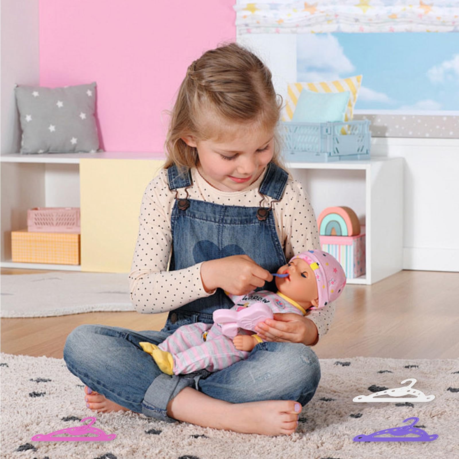 20 Piezas Perchas Infantiles,Perchas Bebe Perchas Ropa Bebe Perchas Niños Plastico Perchas Bebe Recien Nacido Perchero Infantil Antideslizantes,Ahorran Espacio,Antideslizantes,Apilable 12.8cm