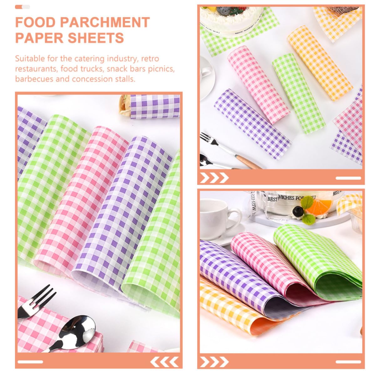 Papel para Hornear Antigrasa Estampado a Cuadros Retro, 400 Piezas de Papel para Envolver Alimentos, Resistente al Aceite y Antiadherente, Adecuado para Barbacoas