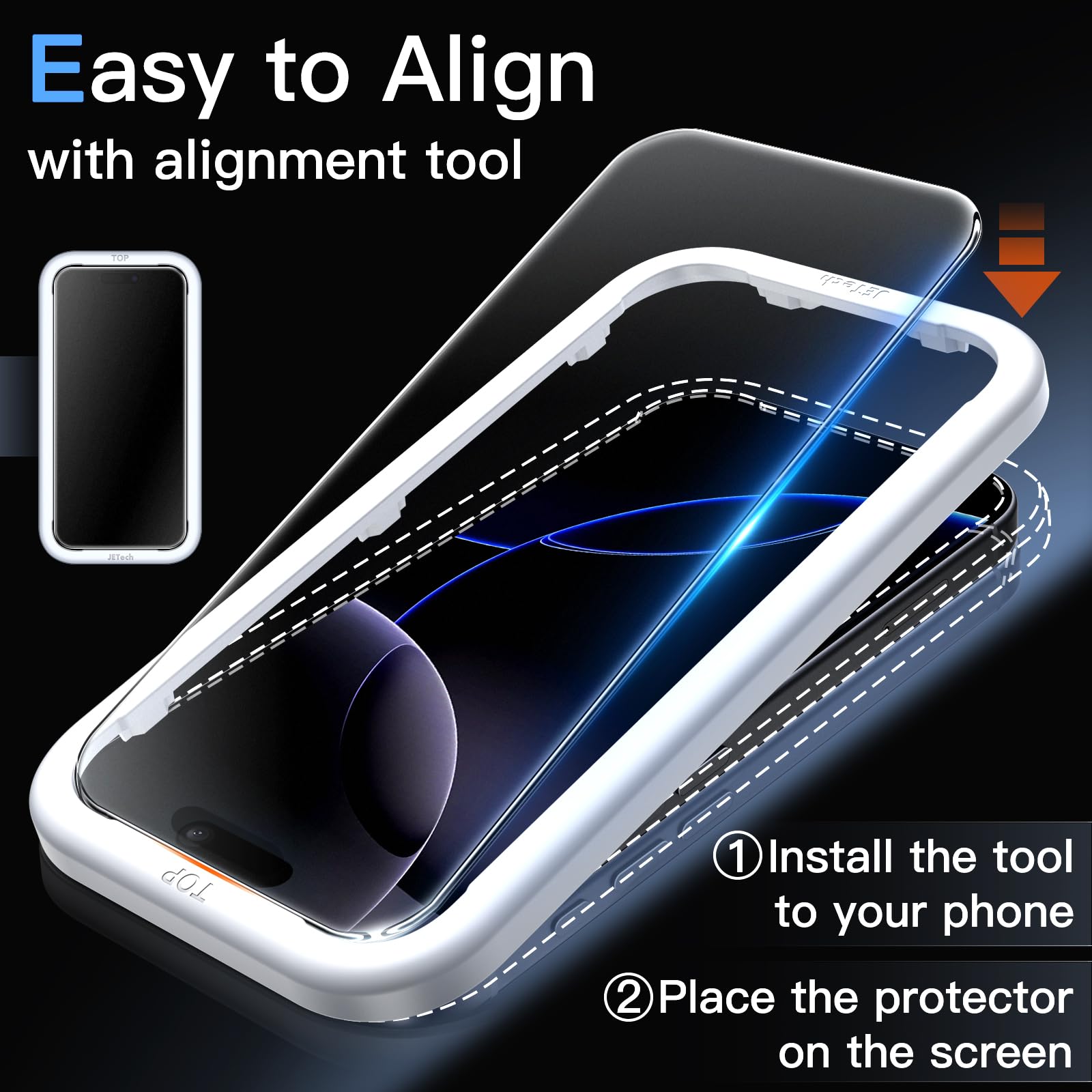iVoler Vetro Temperato per iPhone 16 Plus 6.7, 3 Pezzi Pellicola Protettiva Anti Graffio e Fotocamera Con Cornice di Installazione, HD Chiaro, Senza Bolle