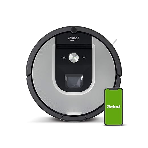 Aspirateur robot connecté iRobot® Roomba® 971 - 2 brosses en caoutchouc - Idéal animaux - Recharge et reprise du travail - Suggestions personnalisées - Compatible Braava® jet m6 et assistants vocaux