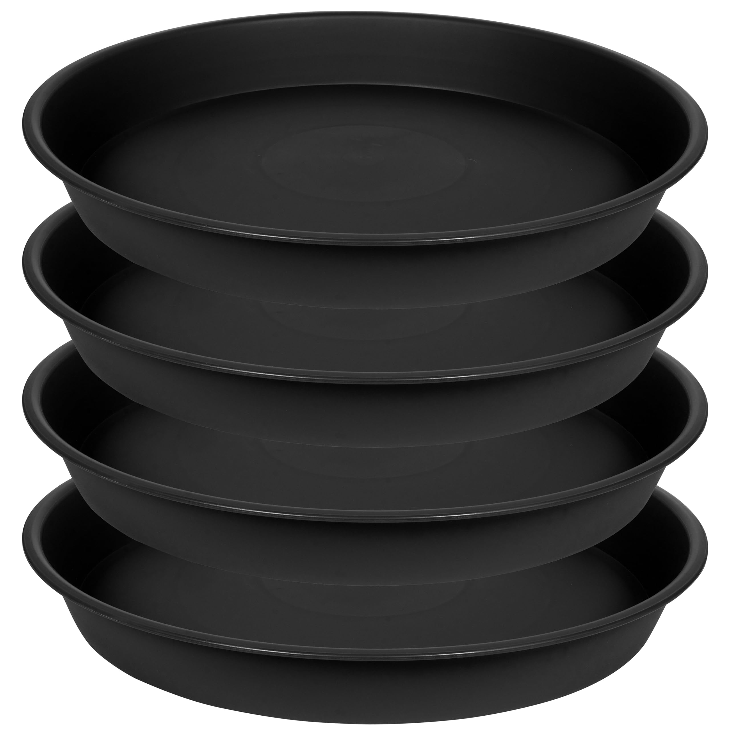 4 Pack of 16 inch Plant Saucer, Plant Saucer 16 Inch Round, Plant Drip Trays for Pots, Plant Drip Tray, Flower Plant Pot Saucers, Pot Saucer 16", Plant Saucers for Indoors (16", Black)
