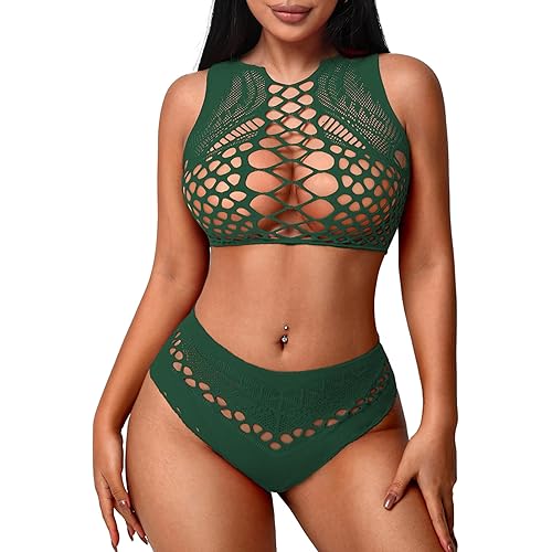 Avidlove Womens Fishnet Lingerie for Women Sexy Two Piece Lingerie Set Stripper Outfit