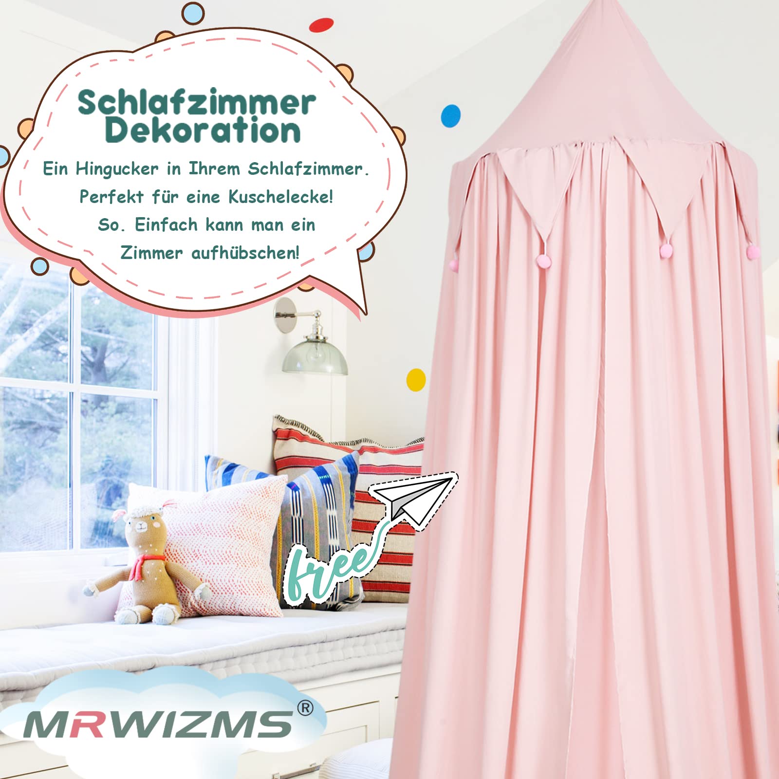 Baldacchino per Letto | Baldacchino per Lettino | Idea Regalo per Piccole Principesse | Accessori per Spazio Relax, Progetti di Cameretta, Rifugio per Avventure, Una Tana (Rosa)