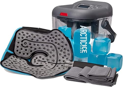 Kit de terapia de agua fría circulante Gen 2 – Máquina de hielo con almohadilla universal de 3 correas y 4 cubos fríos (kit de limpieza de hielo