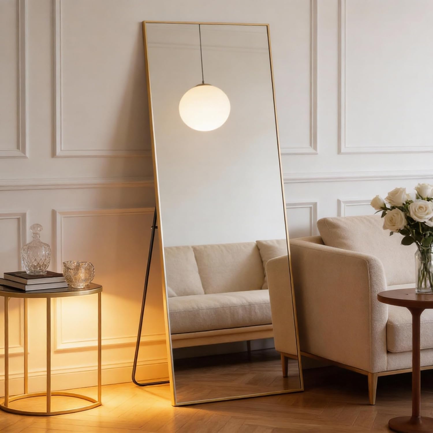 NEWBULIG Full Length Mirror, Full Body Floor Mirror with Aluminum Alloy Thin Frame, Wall or Standing Mirror for Bedroom, Living Room, Dressing Room