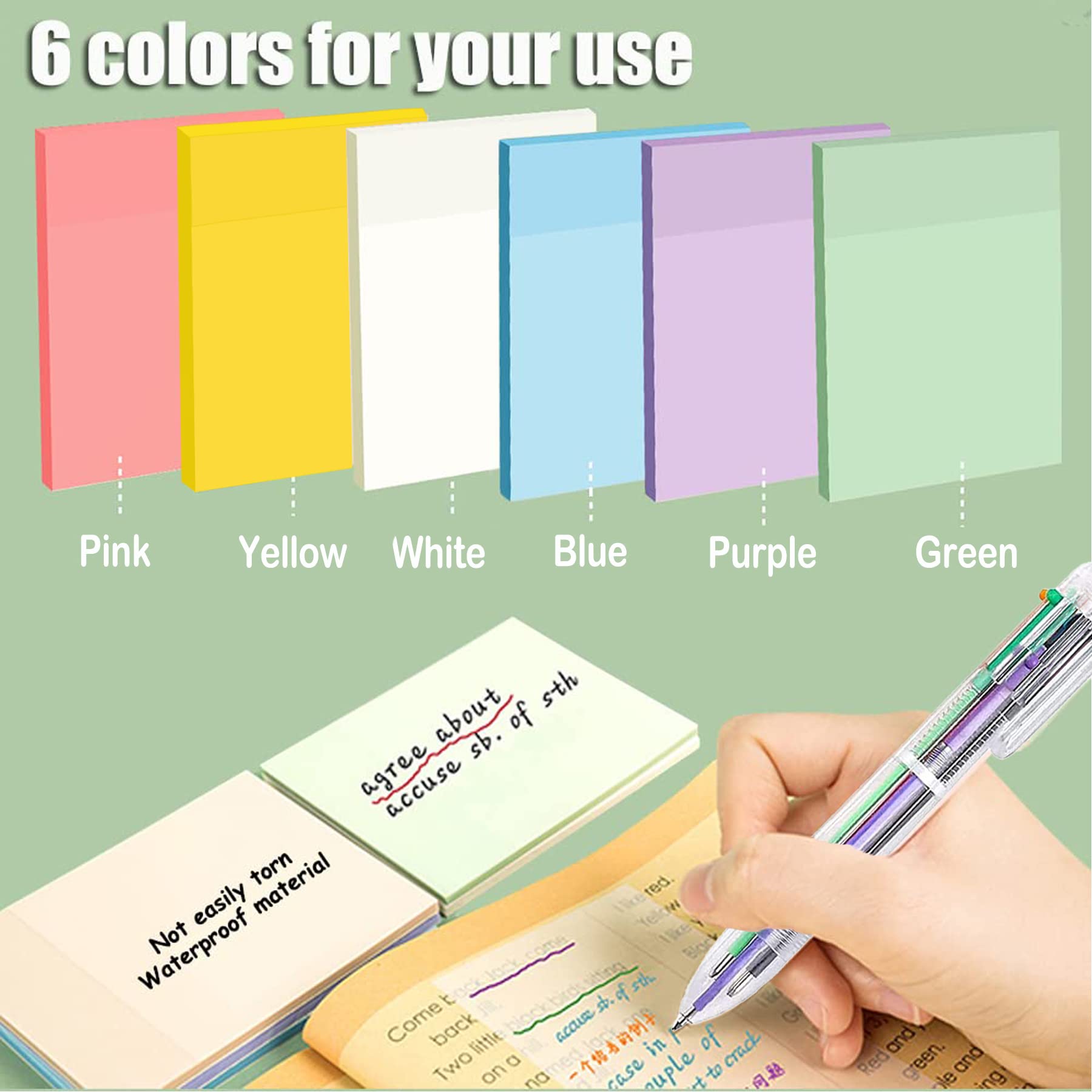 300 Foglietti Adesivi Trasparenti - Post-it Trasparenti Per Appunti, Libri E Studio (6 Colori)