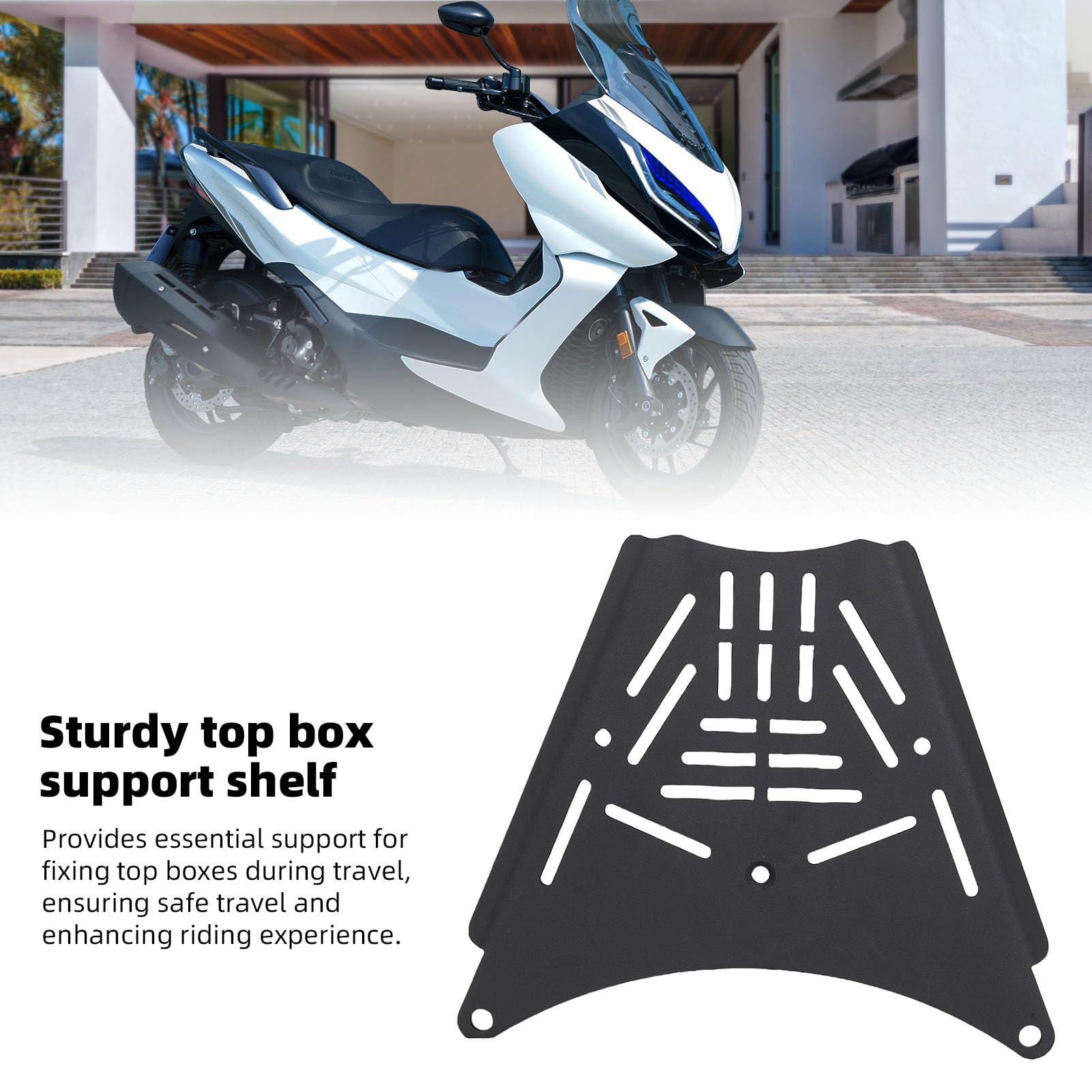 Ausla Soporte de Maletero Trasero de Motocicleta, Placa de Montaje para Maleta de Acero Inoxidable para Zontes 350E 368E