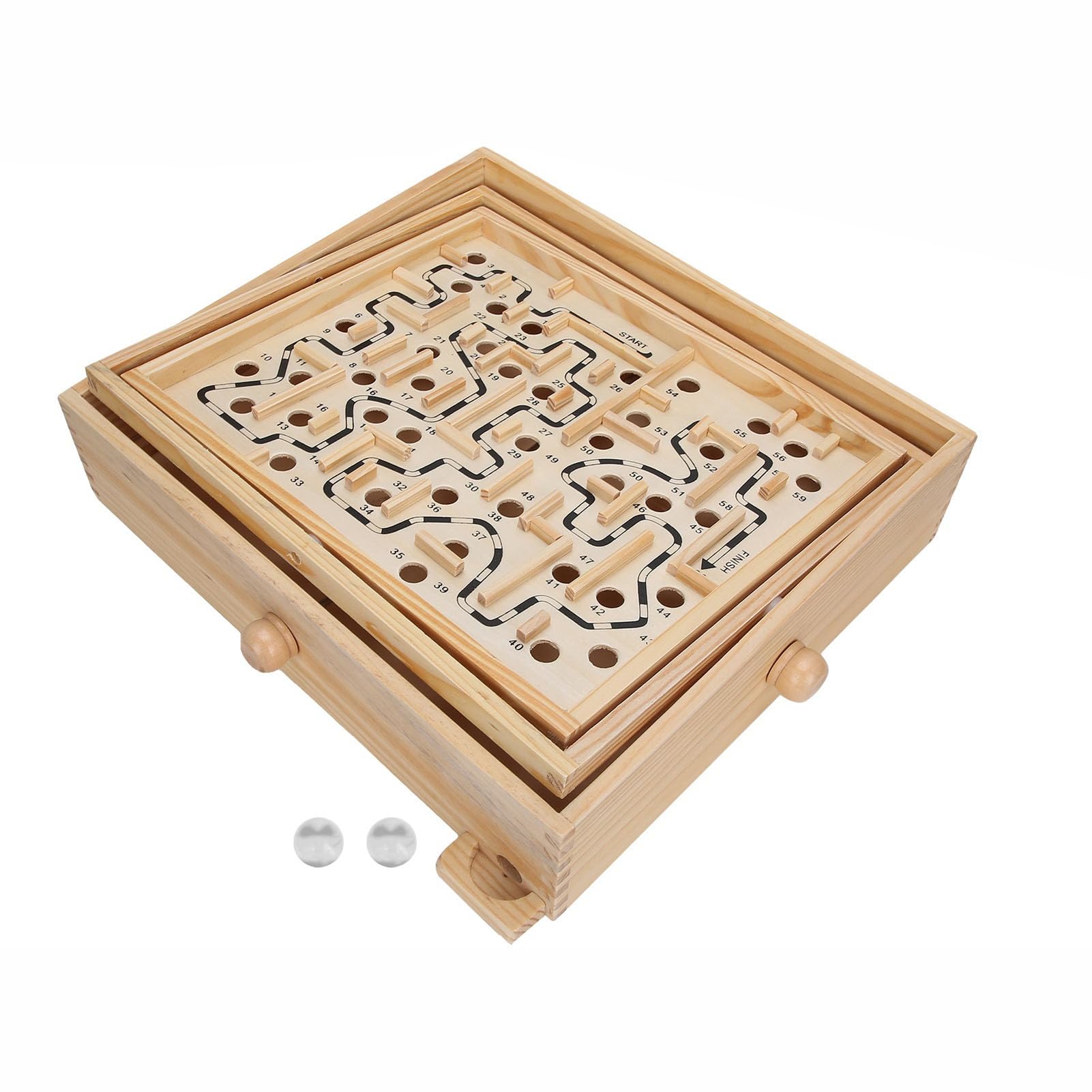 Brrnoo Juego de Laberinto de Madera, Juguete de Rompecabezas de Laberinto de Bola de Equilibrio con Esquinas Redondeadas Suaves para Adultos, Niños y Personas Mayores para Ejercitar