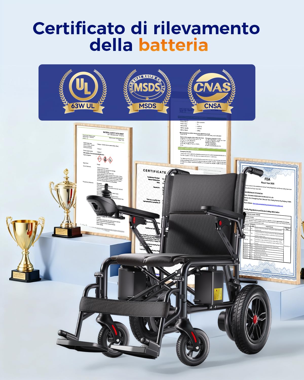 Homyking carrozzina per disabili, sedia a rotelle pieghevole leggera, sedia a rotelle elettrica, monopattini elettrici, scooter elettrico adulti senza patente, Durata di 25 km Motore di 500W