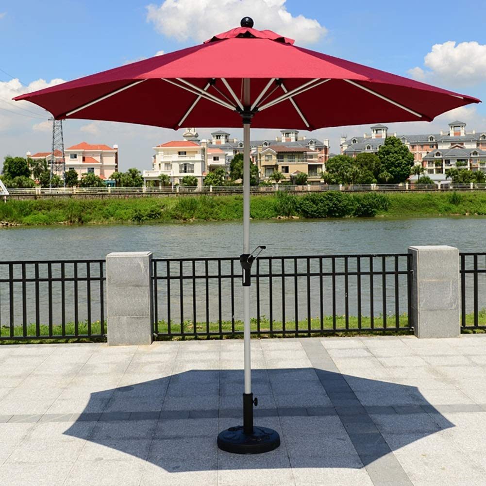 Parasol de terraza grande verde resistente al sol con manivela 8