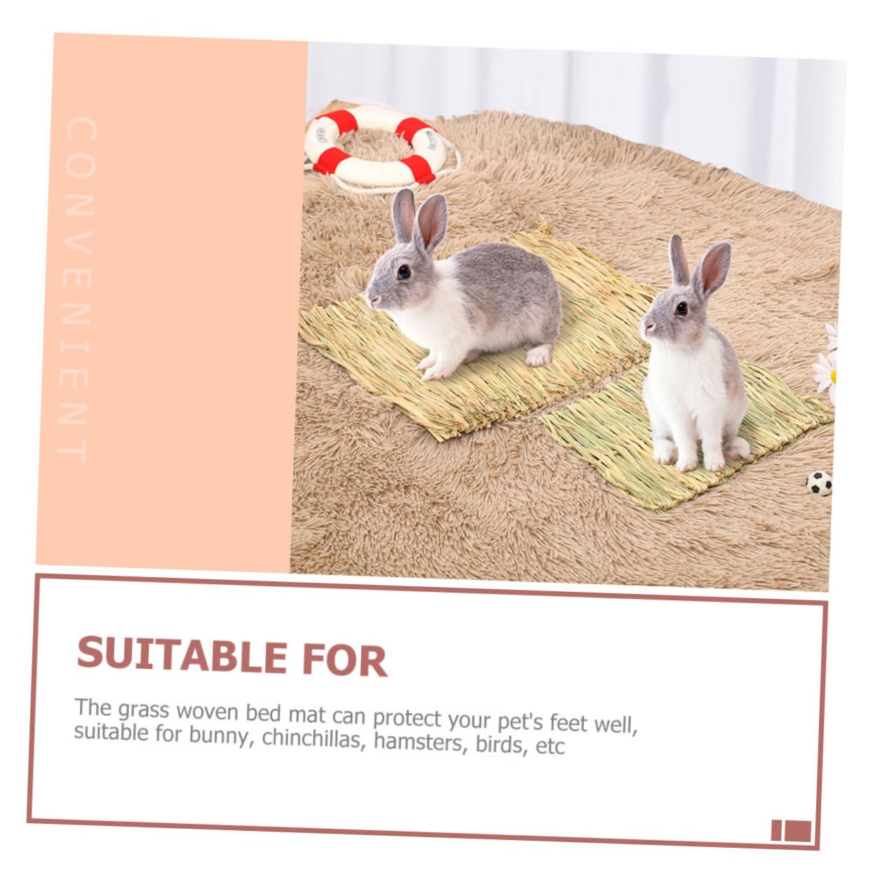 Happyyami 5stücke Naturgrasmatte Für Kaninchen Und Kleintiere Essbares Kauspielzeug Und Gemütliches Bett Für Meerschweinchen Hamster Und Andere Haustiere Und Geruchsneutral