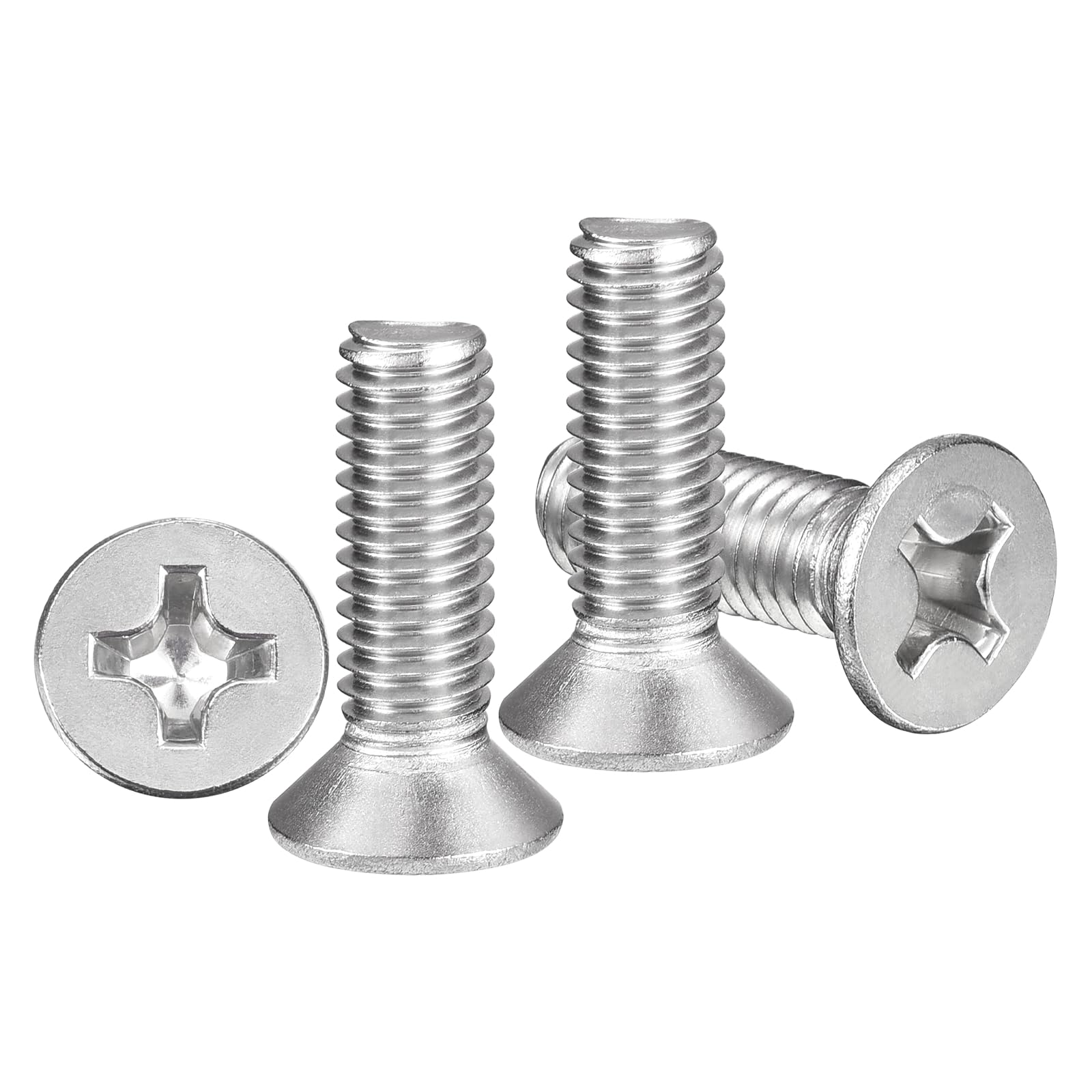 METALLIXITY Phillips Flat Head Machine Screws Bolts (M6-1x20) 10Pcs, Stainless Steel 304 Countersunk Cross Screws - for Household Indoor Maintenance Installment DIY, Silver โ image 1