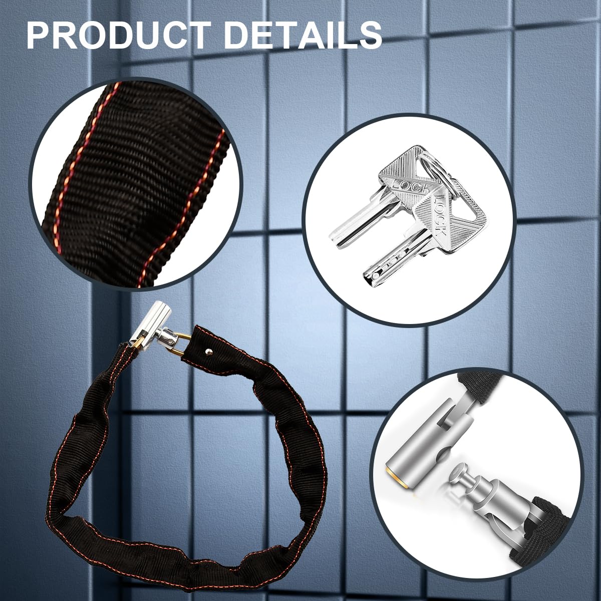 Ruayia Fahrradschloss - 840cm Kettenschloss Mit 2 Schlüsseln