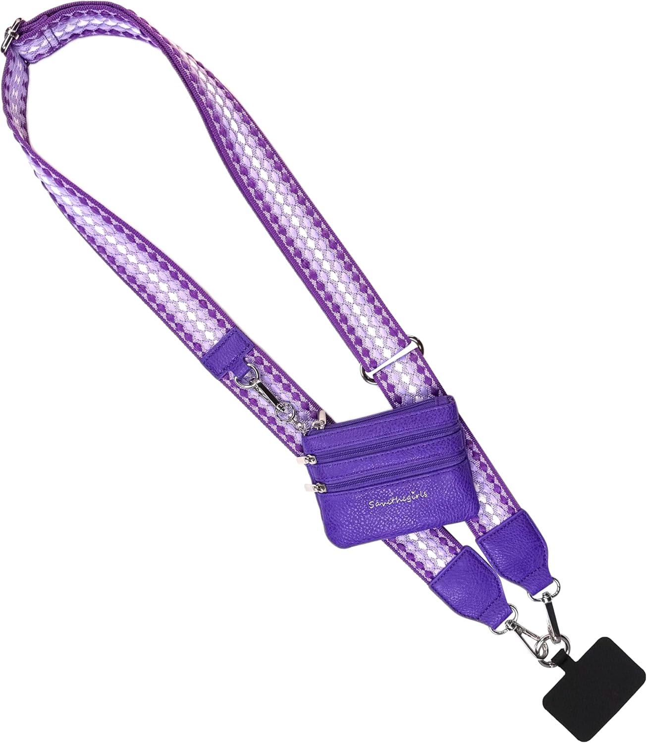 Original Clip and Go Phone Strap Pattern - Crossbody Phone Strap Chain with Zipper Wallet Pouch