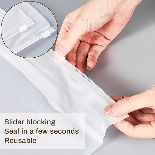 Miniatura 5 de Qilery 200 bolsas de plástico grandes de 10 x 13 pulgadas con cremallera esmerilada, bolsas de embalaje de ropa para envío con advertencia de