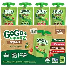 GoGo SqueeZ, Organic Applesauce, Variety Pack, 3.2 Ounce 28 Count