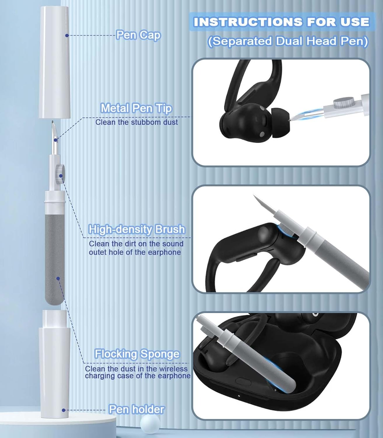 [Upgrade Secure Lock] for Beats Powerbeats Pro 2 2025 Case Cover with Cleaner Kit, AGENTNANO Clear TPU Shockproof Protective Cover with Beats Powerbeats Pro 2 Charging Case with Carabiner-Clear